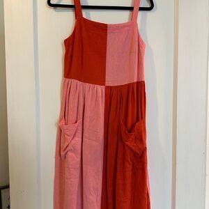 Colorblock 55% linen dress, Made in Canada